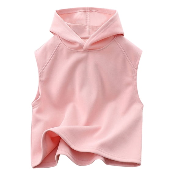 Byoo Teen Girls' Hooded Sleeveless Sweatshirt Vest Solid Color Hoody Oversize Pullover Top Soft Comfort Shirt for Kids
