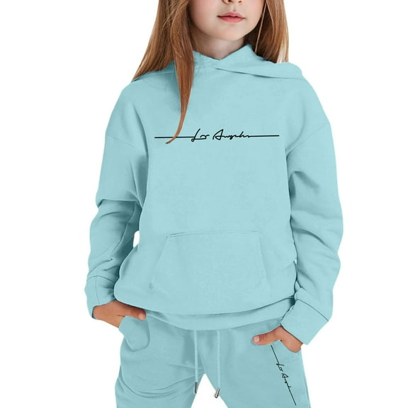 Byoo Teen Girls Outfits Letter Print Long Sleeve Hoodie Sweatpants Soft Casual Sweatsuit