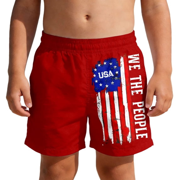 Byoo Toddler Boy American Flag Printed Shorts 4th of July Independence Day Wide Leg Baggy Swimwear Trunks