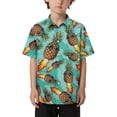 thumbnail image 1 of Byoo Toddler Boy Beach Button-Up Shirt Pineapple Graphic Short Sleeve Loose Fit Tee Shirt,Mint Green, 1 of 5