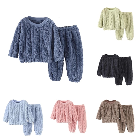 Byoo Toddler Boy Cable 2 Piece Loungewear Outfit Long Sleeve Crew Neck Top Pants Homewear Set
