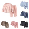 thumbnail image 1 of Byoo Toddler Boy Cable 2 Piece Loungewear Outfit Long Sleeve Crew Neck Top Pants Homewear Set, 1 of 4