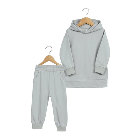 Byoo Toddler Boy Clothes Set Solid Color Pullover Hooded Sweatshirt Jogger Pants Sweatsuit Sets Outdoor Kids Casual Tracksuit Sets