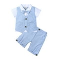 thumbnail image 1 of Byoo Toddler Boy Formal Suit Set Solid Vest Button-Front Shirt Shorts Bow Tie Cloth Set Party Wedding Sets for Children, 1 of 2