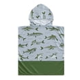 thumbnail image 1 of Byoo Toddler Boy Hooded Homewear Robe Cartoon Shark Printed Oversized Soft Hoodie Towel Wrap Sleepwear Bath Pool Beach Clothes， Army Green, 1 of 5