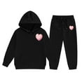 thumbnail image 1 of Byoo Toddler Boy Hoodie Clothing Set Valentine Day Solid Color Hooded Pullover Sweatshirt with Pocket Pants Set Sport Tracksuit Sets, 1 of 5
