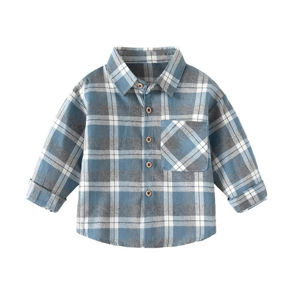 Byoo Toddler Boy Plaid Graphic Shirt Pocket Full Sleeved Button Down Tshirt Child Casual Top,Blue