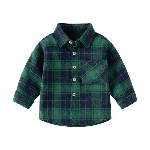 Byoo Toddler Boy Plaid Graphic Shirt Pocket Full Sleeved Button Down Tshirt Child Casual Top,Green