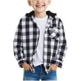 thumbnail image 1 of Byoo Toddler Boy Plaid Print Hooded Shirt Classic Button Down Long Sleeve Casual Hoody Jacket Outerwear Kids Comfortable Top, 1 of 8