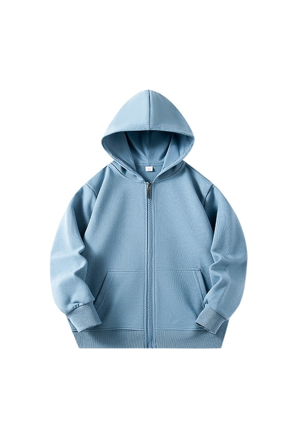 Toddler Boy Solid Sweatshirt Kangaroo Pocket Zip Up Hoody Sweatshirts Jacket Child Classic Basic Clothes,3-4T