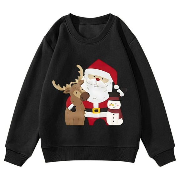 Byoo Toddler Boy Sweatshirt Christmas Santa Painted O-Neck Long Sleeve Cozy Pullover Top Holiday Xmas Shirt