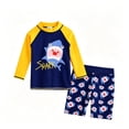 thumbnail image 1 of Byoo Toddler Boy Swimwear Two Piece UPF 50 Shark Print Sun Protection Rash Guard Swimsuit,Yellow, 1 of 4