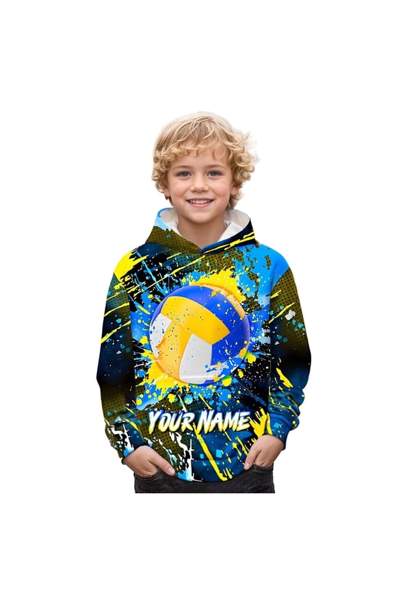 Toddler Boy Volleyball Print Sweatshirt Funny Full Sleeved Hoodie Sweatshirts Outdoor Active Clothes,3-4T