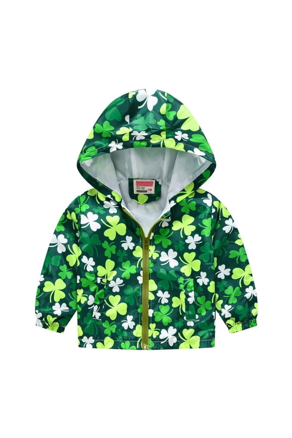 Toddler Boy Windproof Coat Zipper Rainbow Print Hooded Jacket Fall Waterproof Rain Child Jacket