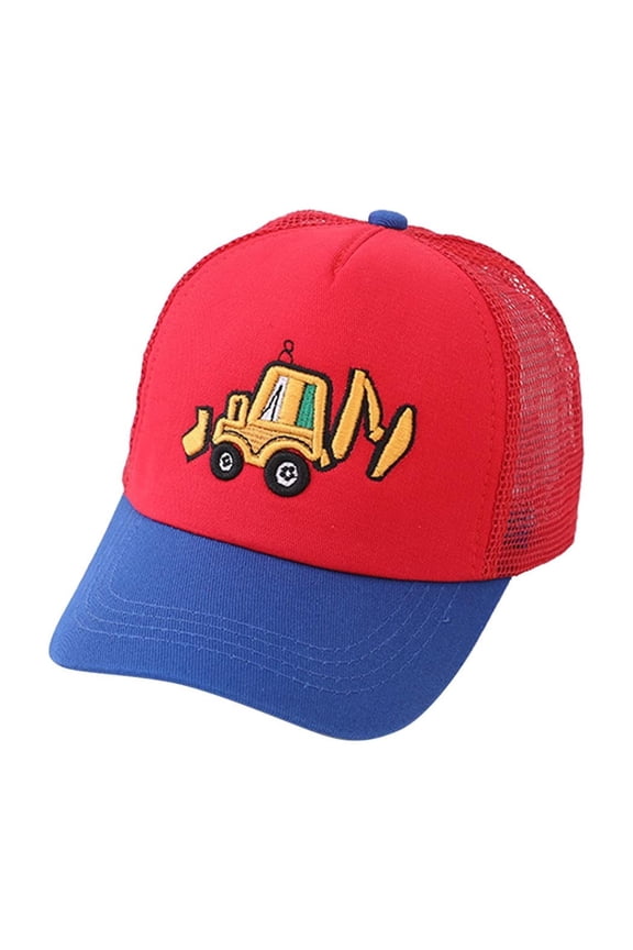 Toddler Boy's Breathable Trucker Hat Digger Embroidery Outdoor Traveling Baseball Cap