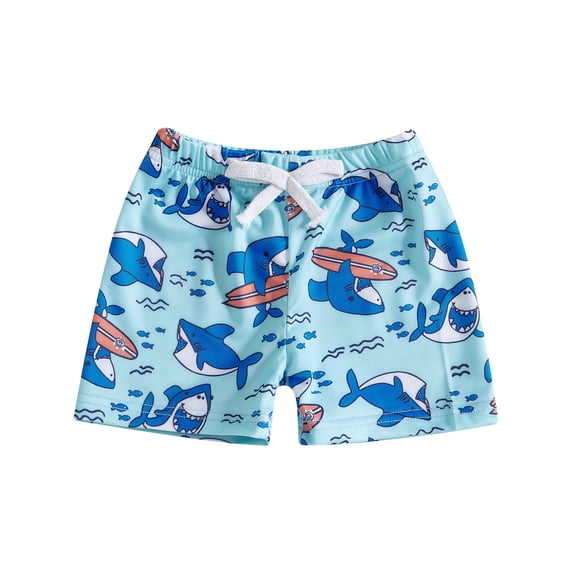 Byoo Toddler Boy's Built-In Liner Swim Trunks Tropical Print Pool Athletic Shorts Quick Dry Swimwear,Sky Blue