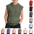 thumbnail image 1 of Byoo Toddler Boy's Comfy Hoodie Athletic Solid Color Sleeveless Pullover Hooded T Shirts, 1 of 8