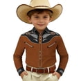 thumbnail image 1 of Byoo Toddler Boy's Feather Scroll Floral Embroidered Shirt Lapel Collar Long Sleeve Western Top Oktoberfest Blouse, 1 of 4