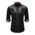 thumbnail image 1 of Byoo Toddler Boy's Geometric Line Tribal Embroidered Shirt Lapel Collar Long Sleeve Western Top Oktoberfest Blouse, 1 of 4