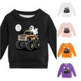 thumbnail image 1 of Byoo Toddler Boy's Halloween Ghost Monster‑Truck Moon Graphic Sweatshirt Long Sleeve Fall Pullover Sweatshirts A9, 1 of 4
