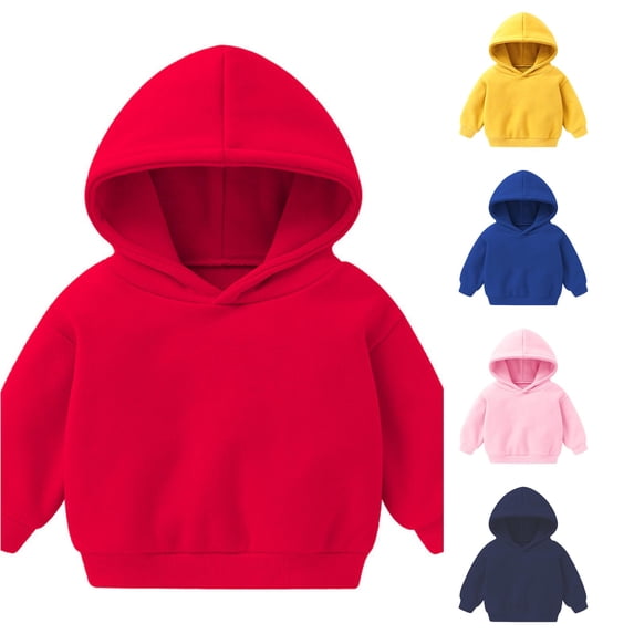 Byoo Toddler Boy's Soft Hoodie Solid Pullover Long‑Sleeve Sweatshirts Cute Soft Baby Tops