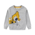 thumbnail image 1 of Byoo Toddler Boy's Sweatshirt Fall Excavator Graphic Long Sleeve Crewneck Pullover Top, 1 of 3