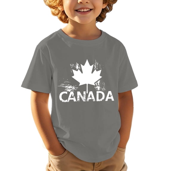 Byoo Toddler Boy's T Shirt Patriotic Canada Maple Leaf Graphic Crew Neck Short Sleeve Tee Shirts Relaxed Fit Tee Top