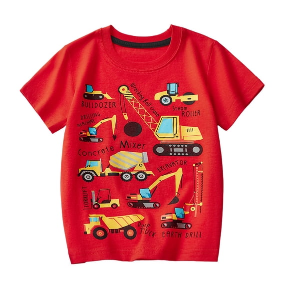 Byoo Toddler Boy's Vehicle Car Graphic Tshirts Soft Cotton Crew Neck Short Sleeve Summer Tee Tops Breathable Daily Tee Shirts