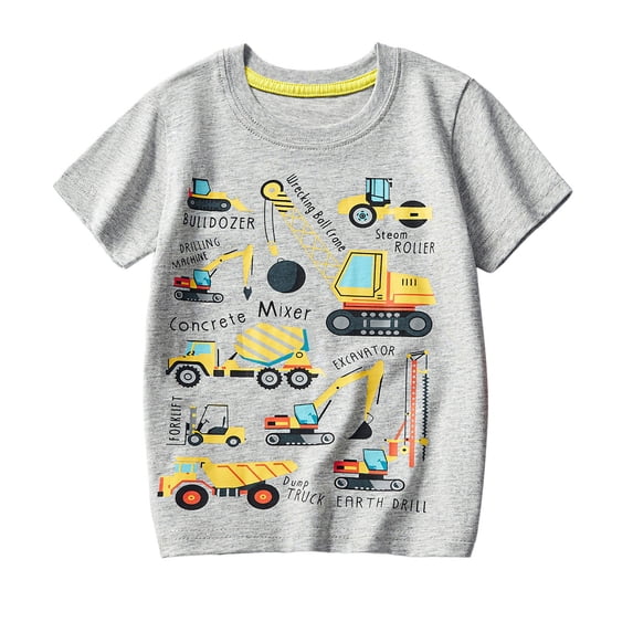 Byoo Toddler Boy's Vehicle Car Graphic Tshirts Soft Cotton Crew Neck Short Sleeve Summer Tee Tops Breathable Daily Tee Shirts