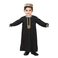thumbnail image 1 of Byoo Toddler Boys Arab Robe Long Sleeve Black Abaya Robe for Kids, 1 of 6
