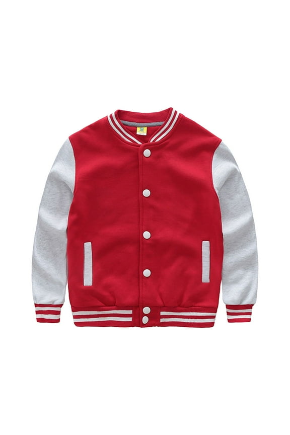 Toddler Boys Baseball Jacket Colorblock Button Down Casual Coat Windbreaker Soft Outerwear Bomber Jackets