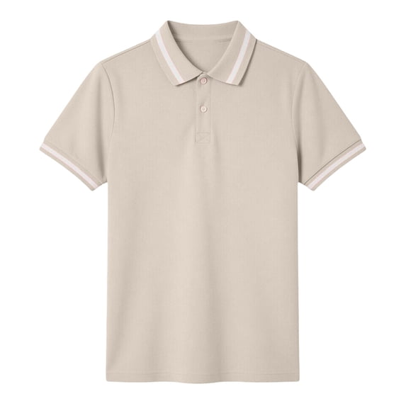 Byoo Toddler Boys Basic Polo Shirt Sporty Solid Color Short Sleeve Button Pullover Top Breathable School T Shirt, Beige