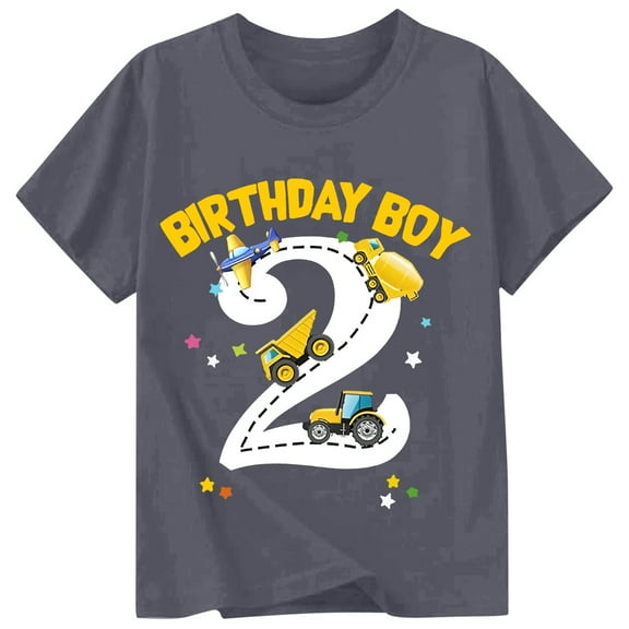 Byoo Toddler Boys Birthday T-Shirt Letter Print Short Sleeve Tshirt Comfy Casual T Shirt