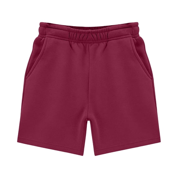 Byoo Toddler Boys Burgundy Casual Sweat Shorts Elastic Waist Comfortable Everyday Wear Shorts,Brick Red