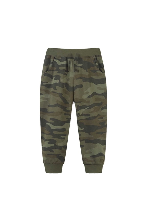 Toddler Boys' Camo Jogger Pants Elastic Waist Durable Casual Trousers School Play Wear,Army Green