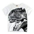 thumbnail image 1 of Byoo Toddler Boys Dinosaur Print Crew Neck T Shirt Bright Casual Short Sleeve Graphic Tee for Kids,White, 1 of 3
