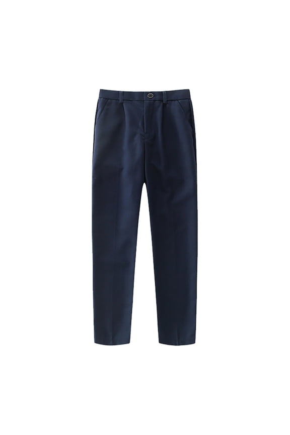 Toddler Boys' Dress Pants Basic Solid Color Straight Leg High Rise Formal Jogger Pants Streetwear Soft TrousersNavy