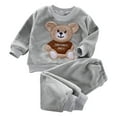 thumbnail image 1 of Byoo Toddler Boys Flannel Thickened Loungewear Set Warm Bear Printed Pullover Top Pants Outfit Children Comfy Homewear Set, 1 of 3
