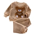 thumbnail image 1 of Byoo Toddler Boys Flannel Thickened Loungewear Set Warm Bear Printed Pullover Top Pants Outfit Children Comfy Homewear Set, 1 of 3