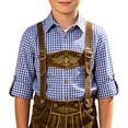 thumbnail image 1 of Byoo Toddler Boys Gingham Button Up Shirt Roll Sleeve Lapel Collar Long Sleeve Bavarian Top Oktoberfest Button Down Shirt, 1 of 6
