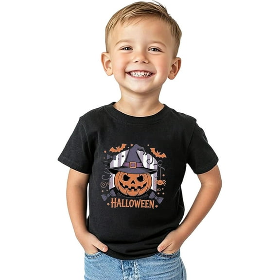 Byoo Toddler Boys Halloween Pumpkin T-Shirt Short Sleeve Graphic Tee Soft Crew Neck Tshirt