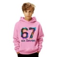 thumbnail image 1 of Byoo Toddler Boys Hoodie 67 Number Graphic Full Sleeve Pullover Sweatshirt Outdoor School Wear Sport Hooded Kids Shirt, 1 of 4