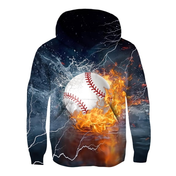 Byoo Toddler Boys Hoodie Sweatshirt Comfort Baseball Printed Full-Sleeve Hoody Sweatshirt Active Clothing,3-4T