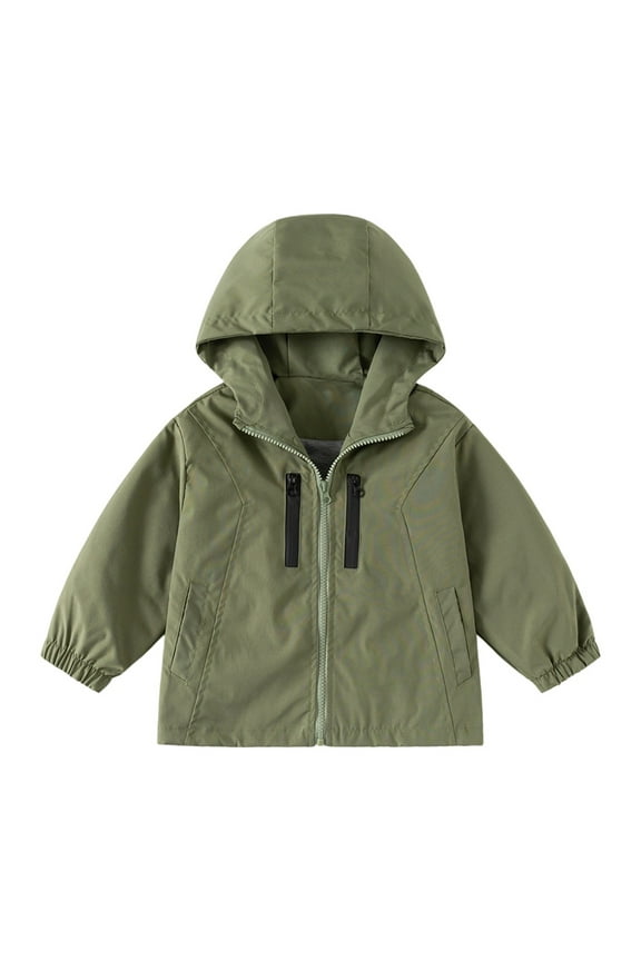Toddler Boys Jacket Hooded Solid Color Zip Up Full Sleeve Lightweight Coat Windbreaker Active Clothes for Kids
