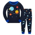 thumbnail image 1 of Byoo Toddler Boys Outfit Planet Graphic Pullover O-Neck Tee Pants Comfy Homewear Breathable 2 Piece Kids Loungewear, 1 of 2
