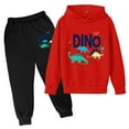 thumbnail image 1 of Byoo Toddler Boys Outfits Dinosaur Print Pullover Hoodie Jogger Pants Activewear Sweatsuit, 1 of 2