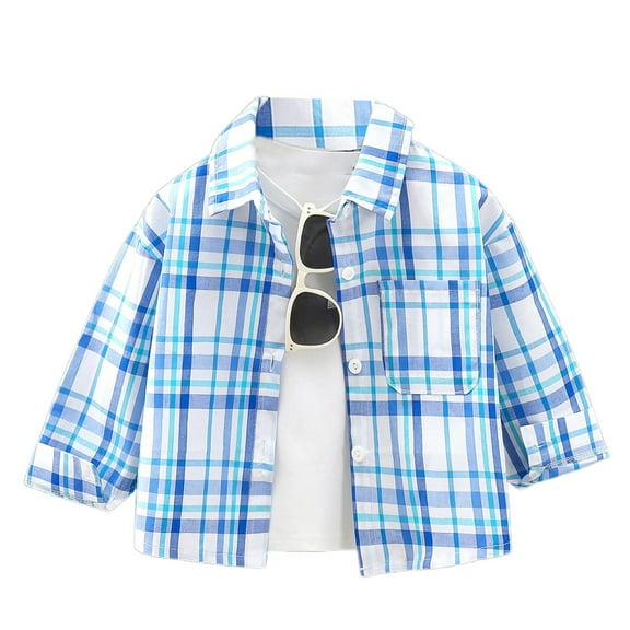 Byoo Toddler Boys Plaid Long Sleeve Shirt Button Down Casual Shirt Casual Breathable Shirts