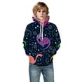thumbnail image 1 of Byoo Toddler Boys Planet Print Hoodie Full Sleeve Drawstring Comfy Hooded Pullover Top Unisex Loose Sweatshirt, 1 of 3