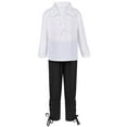 thumbnail image 1 of Byoo Toddler Boys' Renaissance Pirate Outfit Set Solid Color Long Sleeve Lace-Up Shirt and Trousers Clothes Set，Black, 1 of 6