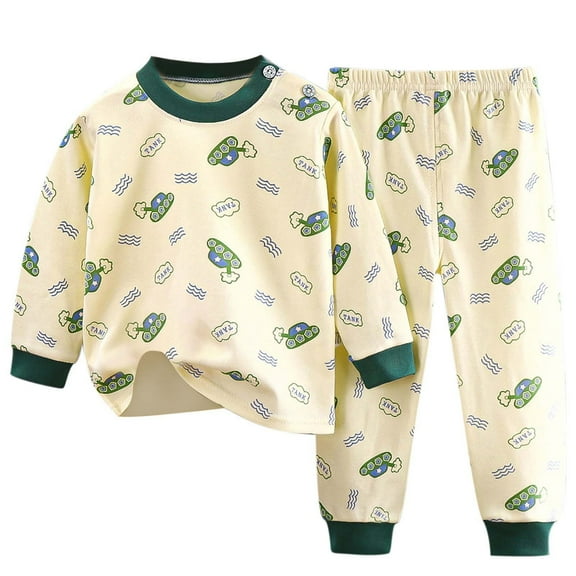 Byoo Toddler Boys Sleepwear Set Solid Color Long Sleeve Pullover Top Pants Warm Outfits Set Kids Soft Daily Children Outfit Set